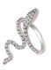 Elegant Snake Design Crystal Ring Silver Size 6