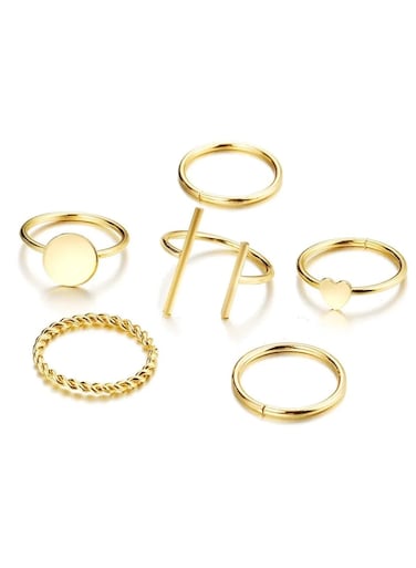 6 Pcs Multi-size Elegant Fashion Rings Set Gold Color (Sizes: 6.25, 6.5, 8)