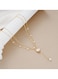 Elegant Y-Shaped Layered Necklace with Crystal Accents Gold Color Tone