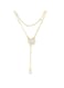 Elegant Y-Shaped Layered Necklace with Crystal Accents Gold Color Tone