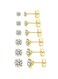 Gold Colour Plated Cubic Zirconia Stud Earrings Set 5 Pairs