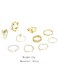10 Pcs Gold-Tone Bohemian Leaf &amp; Pearl Ring Set