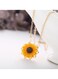 Sunflower Pendant Necklace with Pearl Accents Yellow