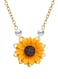 Sunflower Pendant Necklace with Pearl Accents Yellow