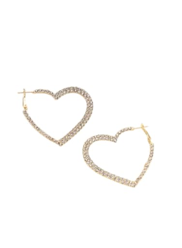 Gold Colour Tone Heart-Shaped Hoop Earrings with Crystal Embellishments