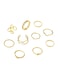 10-Piece Gold-Tone Minimalist Ring Set
