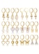 12-Pair Gold Colour Tone Dangle Hoop Earrings Set Charms, Pearls &amp; Butterflies