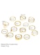 14-Piece Gold-Tone Alloy Ring Set with Crystal &amp; Pearl