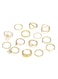 14-Piece Gold-Tone Alloy Ring Set with Crystal &amp; Pearl