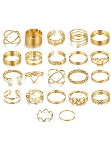 22-Piece Gold Colour Plated Stacking Ring Set Minimalist &amp; Trendy