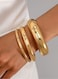 3-Piece Gold Color Tone Chunky &amp; Sleek Bangle Bracelet Set