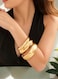 3-Piece Gold Color Tone Chunky &amp; Sleek Bangle Bracelet Set