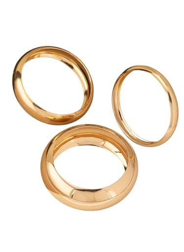 3-Piece Gold Color Tone Chunky &amp; Sleek Bangle Bracelet Set