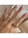 3-Piece Gold-Tone Minimalist Ring Set (Size 7.5) Open Wrap Ring (Size 7.5) Sleek Twist Ring (Size 7)