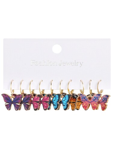 5pcs Colorful Butterfly Dangle Earrings Set