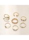 7 Pcs Gold Colour Ring Set Elegant Stackable Rings (Sizes: 5.4, 6, 6.5, 6.8, 7, 8.4, 9)