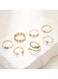 7 Pcs Gold Colour Ring Set Elegant Stackable Rings (Sizes: 5.4, 6, 6.5, 6.8, 7, 8.4, 9)