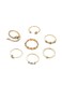 7 Pcs Gold Colour Ring Set Elegant Stackable Rings (Sizes: 5.4, 6, 6.5, 6.8, 7, 8.4, 9)