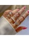 9 Pcs Elegant Silver Ring Set Alloy, Crystal &amp; Pearl