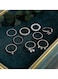 9 Pcs Elegant Silver Ring Set Alloy, Crystal &amp; Pearl