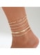 Elegant 6-Piece Gold Colour Layered Anklet Set &ndash; Stylish Alloy Chain Anklets for Women