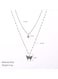 Elegant Double-Layered Butterfly and Lock Pendant Necklace Silver