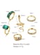 Elegant Gold Colour Plated Alloy and Crystal Ring Set (6 Pieces)