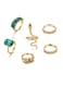 Elegant Gold Colour Plated Alloy and Crystal Ring Set (6 Pieces)