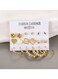 Elegant Gold Colour Tone Earrings Set 6 Pairs with Crystal &amp; Pearl Accents