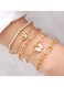 Elegant Multi-Layered Gold Colour Plated Chain Bracelet Set