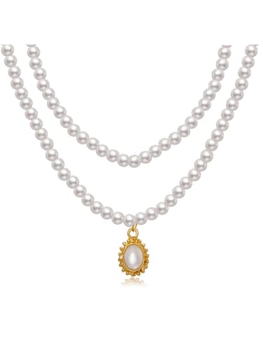 Elegant Pearl Choker Necklace with Vintage Pendant