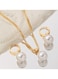 Elegant Pearl Pendant Necklace &amp; Earrings Set Gold Colour Tone Alloy