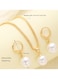 Elegant Pearl Pendant Necklace &amp; Earrings Set Gold Colour Tone Alloy