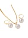 Elegant Pearl Pendant Necklace &amp; Earrings Set Gold Colour Tone Alloy