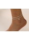 Elegant Silver Crystal Anklet 2-Piece Sparkling Zircon Set