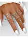 Gold Butterfly &amp; Crystal Ring Set 8 Pcs Elegant Jewelry