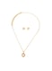 Gold Color Tone Pearl Pendant Necklace and Earring Set