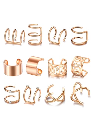 6-Piece Gold Colour Ear Cuff Set Stylish &amp; Adjustable Non-Piercing Earrings