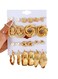 11 Pairs Gold Colour Tone Stud &amp; Hoop Earrings Set Elegant Jewelry Collection