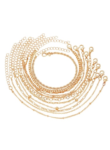 11-Piece Gold-Tone Chain Bracelet Set Elegant &amp; Adjustable