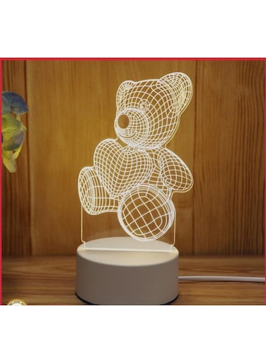 Teddy Bear Style 3D LED Lamp White