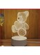 Teddy Bear Style 3D LED Lamp White