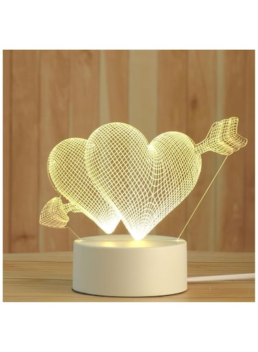 Heart and Arrow 3D LED Lamp White