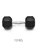 Gym Fitness Equipment Rubber Hex Dumbbell 1 Pc Black 10kg