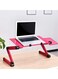 Extended Version Laptop Desk: Aluminium Alloy Folding Portable Laptop Table Notebook Desk Stand Bed Sofa Tray with Book Holder Pink