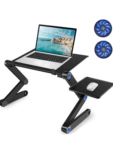 Extended Version Laptop Desk: Aluminium Alloy Folding Portable Laptop Table Notebook Desk Stand Bed Sofa Tray with Book Holder