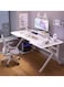 Warm White Desk with Thickened Desktop and K-Shaped Steel Frame 100CM