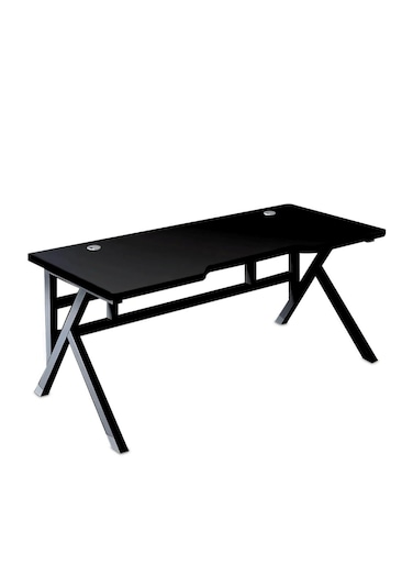 Black Sesame Desk with Thickened Desktop and K-Shaped Steel Frame100CM