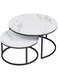 Round Coffee Table with Marble Pattern Top &amp; Adjustable Non-Slip Feet &ndash; Industrial Side Table (White + Black, 27.6 in)
