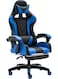 Ergonomic Gaming Chair Heavy Duty Office Throne with Headrest Armrest and Footrest Blue
